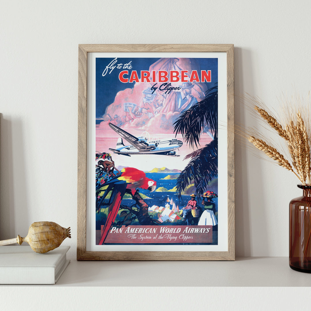 Poster | Fly to the Caribbean Parrot | MORYARTY