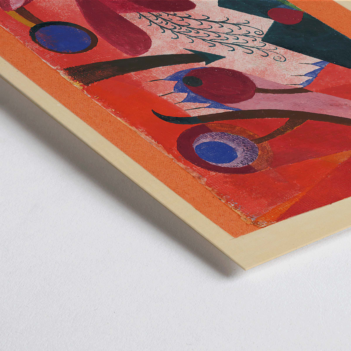 Closeup detail of Vibrant abstract geometric art poster Poisonous Berries by Paul Klee featuring bold shapes and colors