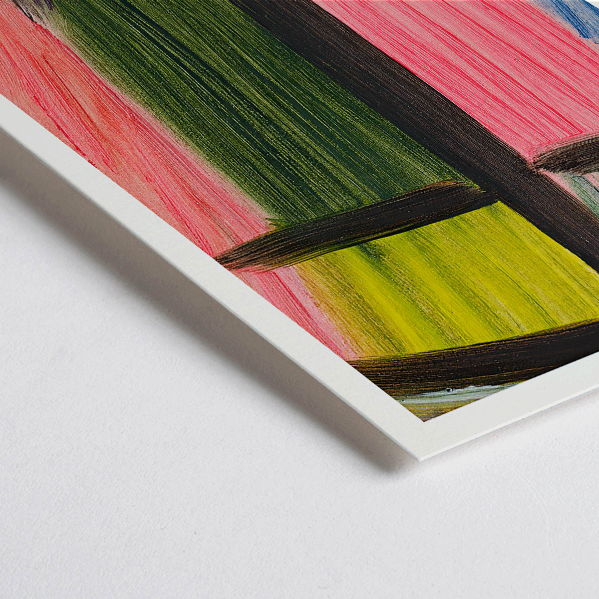 Closeup detail of Abstract painting in bold colors with vertical and horizontal brushstrokes titled Meditation by Alexej von Jawlensky