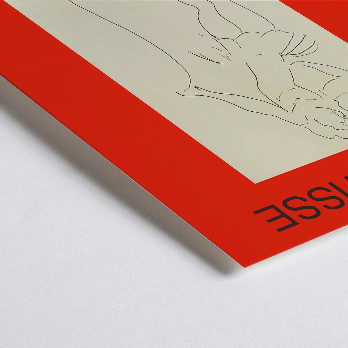 Closeup detail of Henri Matisse minimalist line drawing of standing figure for Exposition Matisse poster at Galerie Jacques Benador Geneve exhibition