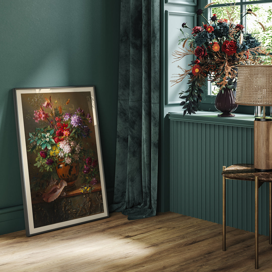 Vibrant spring flowers in a Greek vase Still Life with Flowers in a Greek Vase Allegory of Spring by Georgius Jacobus Johannes van Os poster vibrant bouquet artwork, framed and displayed in home decor