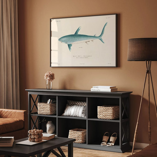 Shark illustration by Louis-Isidore Duperrey from Voyage autour du monde Pl 008 poster, framed and displayed in home decor