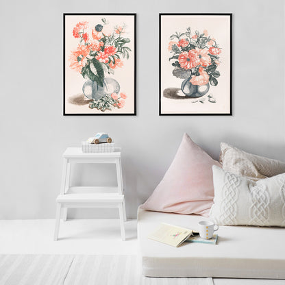 Glass vase with colorful flowers and sunflower still life by Jean Baptiste Monnoyer poster for home wall decor, framed and displayed in home decor