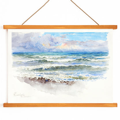 , with wooden magnetic frame on white background